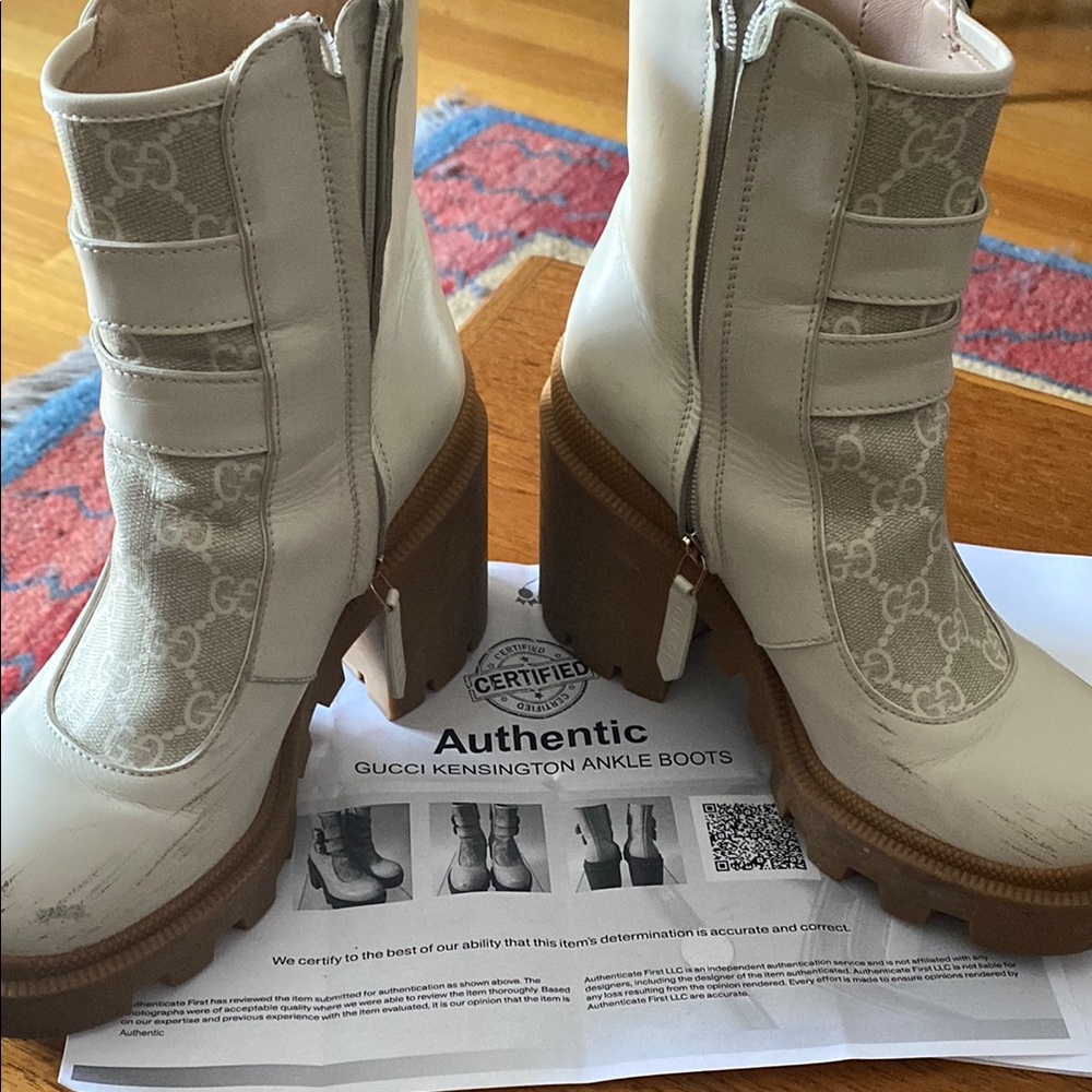 Gucci Women's Cream Ankle Boots with Logo Detail 35.5  is size . Made in Italy - Picture 9 of 13